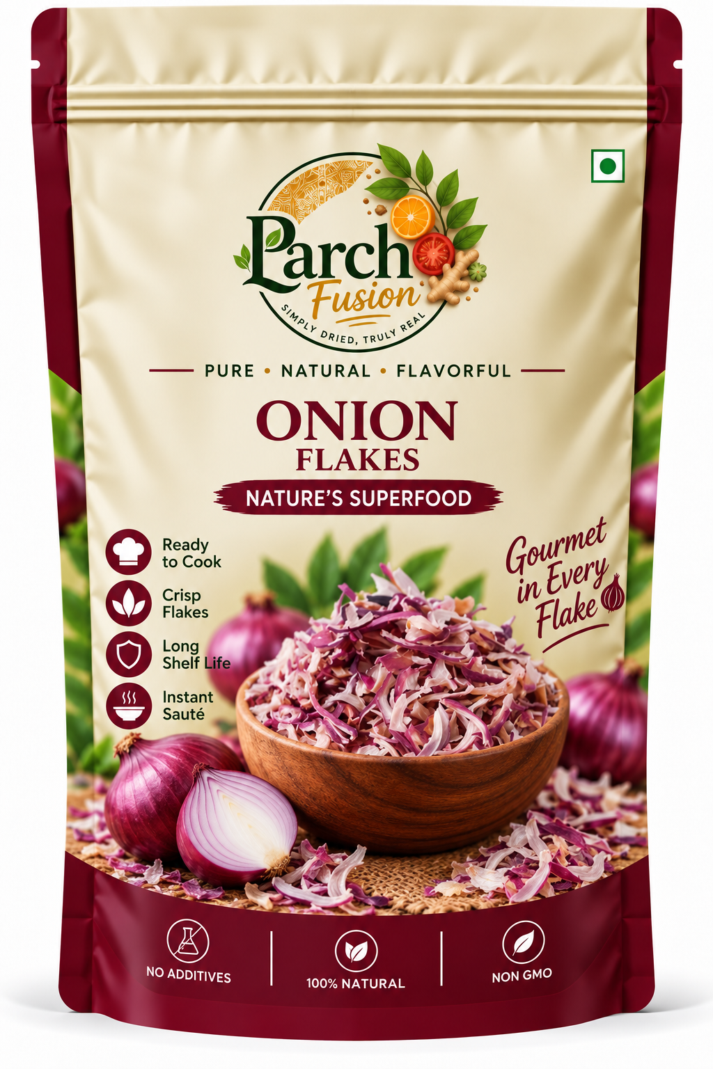 Parch Fusion Red Onion Flakes packaging